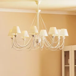 Bona - witte kroonluchter met stoffen kappen