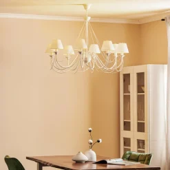 Bona - witte kroonluchter met stoffen kappen