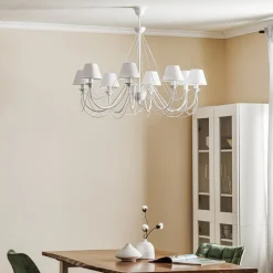 Bona - witte kroonluchter met stoffen kappen