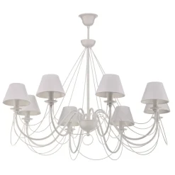 Bona - witte kroonluchter met stoffen kappen