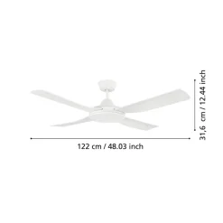 Bondi 1 plafondventilator, mat wit, afstandsbediening
