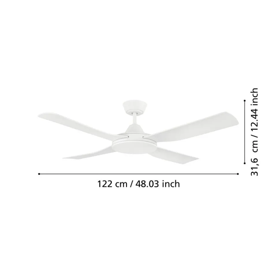Bondi 1 plafondventilator, mat wit, afstandsbediening
