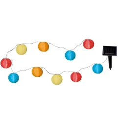 Bonte led-solar-lichtketting met 10 lampions
