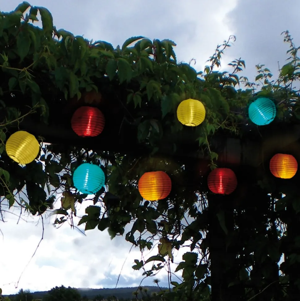 Bonte led-solar-lichtketting met 10 lampions