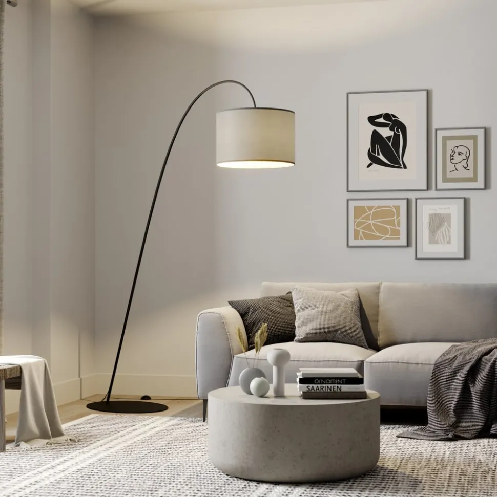 Booglamp Alice met textiel kap grijs