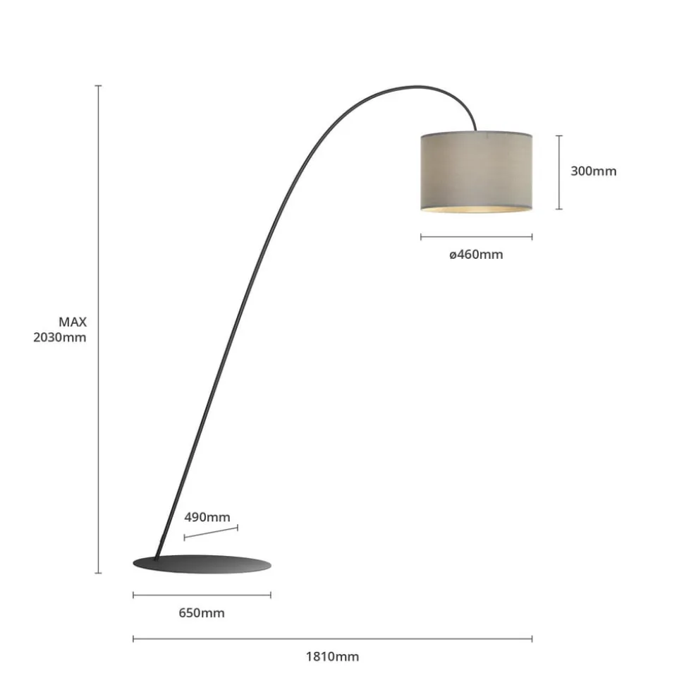 Booglamp Alice met textiel kap grijs