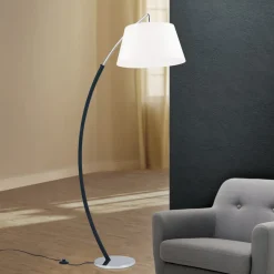 Booglamp Philipp met stoffen kap chroom/zwart