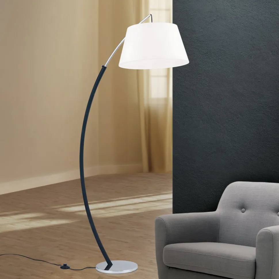 Booglamp Philipp met stoffen kap chroom/zwart