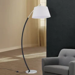 Booglamp Philipp met stoffen kap chroom/zwart