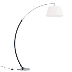 Booglamp Philipp met stoffen kap chroom/zwart