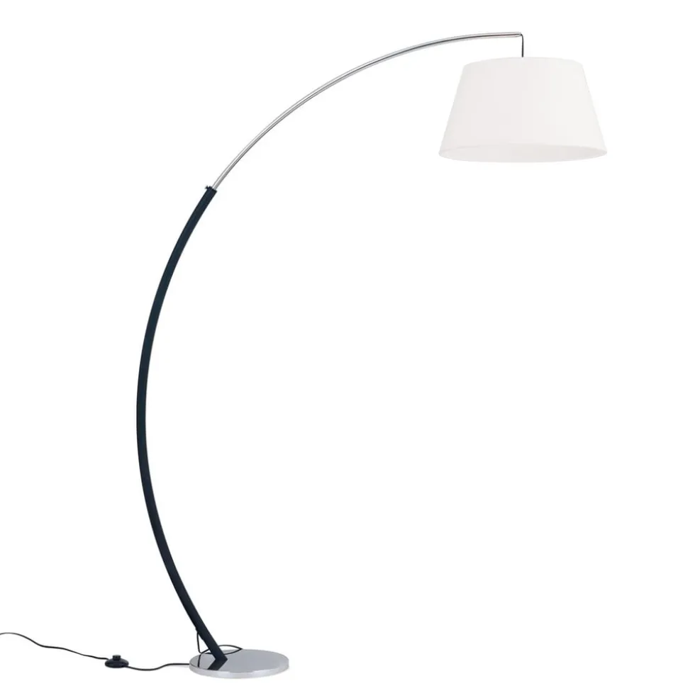 Booglamp Philipp met stoffen kap chroom/zwart