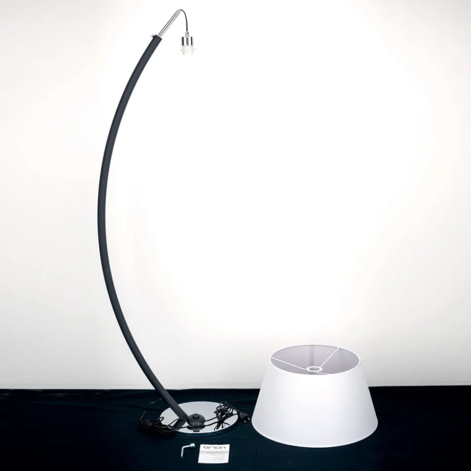 Booglamp Philipp met stoffen kap chroom/zwart