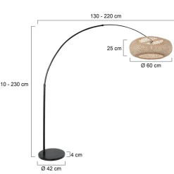 Boog-vloerlamp Sparkled Light zwart/beuken