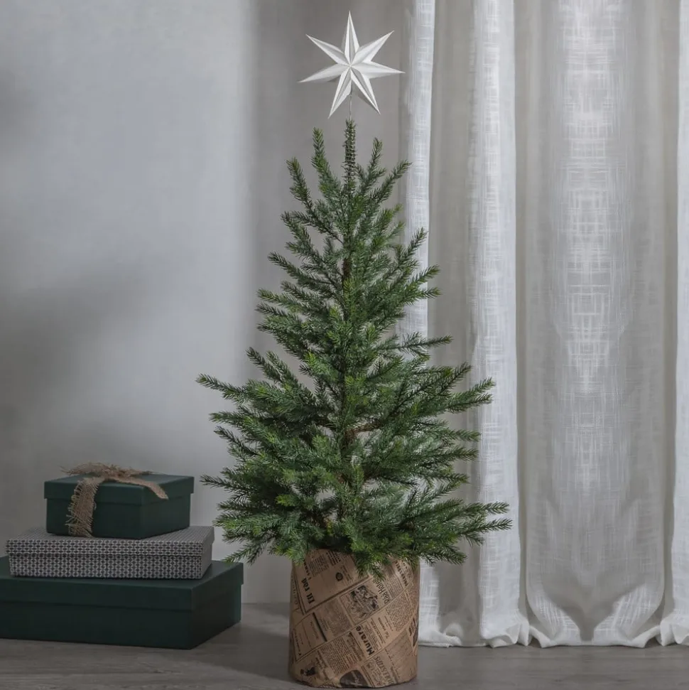 Boomtoppen-papieren ster Isa met metalen spiraal