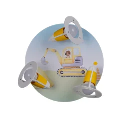 Bouwplaats graafmachine plafondlamp, geel, Ø 29 cm, 3-lamps