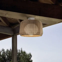 Bover buiten plafondlamp Fora, naturel wit/beige, Ø 50 cm