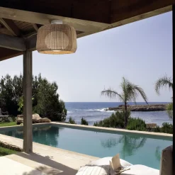 Bover buiten plafondlamp Fora, naturel wit/beige, Ø 50 cm