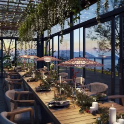 Bover LED buiten hanglamp Nans Balis S/55, bruin/rood