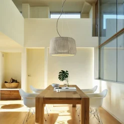 Bover LED buiten hanglamp Perris, bruin/beige, Ø 47 cm