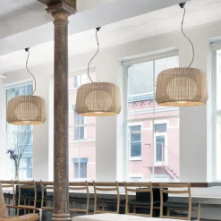 Bover LED buiten hanglamp Perris, bruin/beige, Ø 47 cm