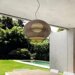 Bover LED buiten hanglamp Garota, grafietbruin/bruin Ø 72 cm