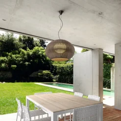 Bover LED buiten hanglamp Garota, grafietbruin/bruin Ø 72 cm