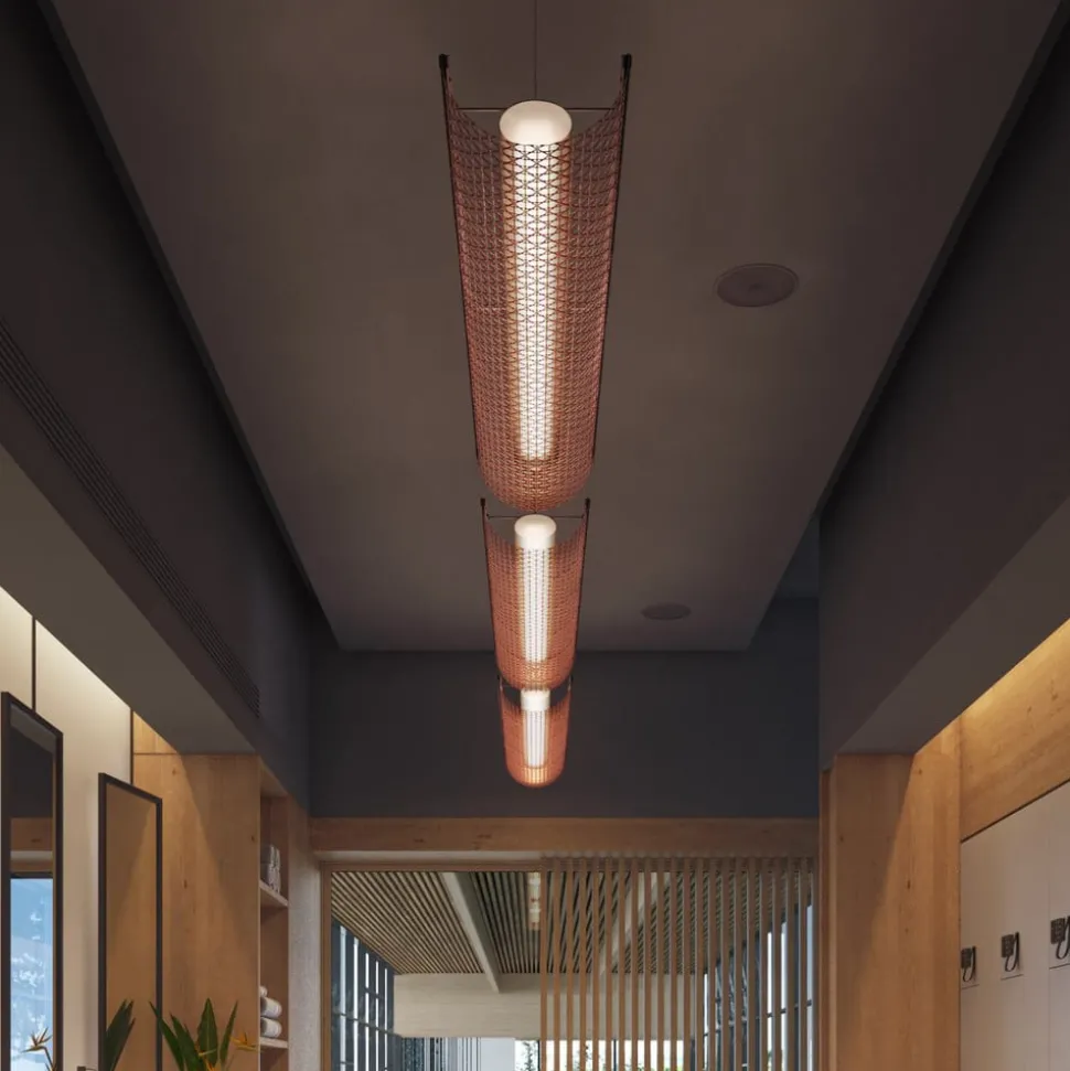 Bover LED hanglamp Nans Balis S/140, bruin/rood, 140 cm