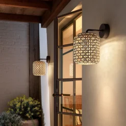 Bover Nans A LED buitenwandlamp, bruin, Ø 21,6cm