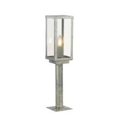 Box II sokkellamp, 50 cm hoog, zilver/helder, glas, IP44