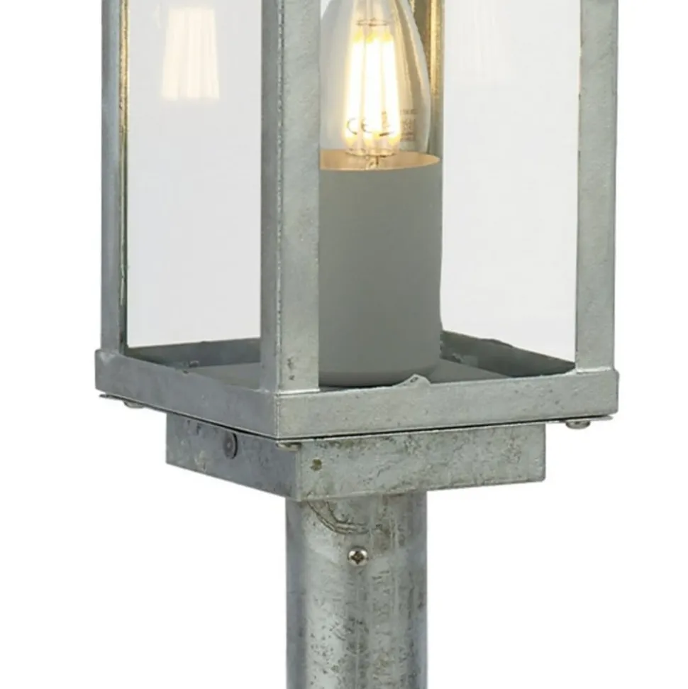 Box II sokkellamp, 50 cm hoog, zilver/helder, glas, IP44