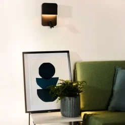 Boxer LED wandlamp met spot, zwart