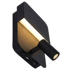Boxer LED wandlamp met spot, zwart