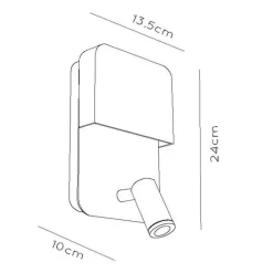 Boxer LED wandlamp met spot, zwart