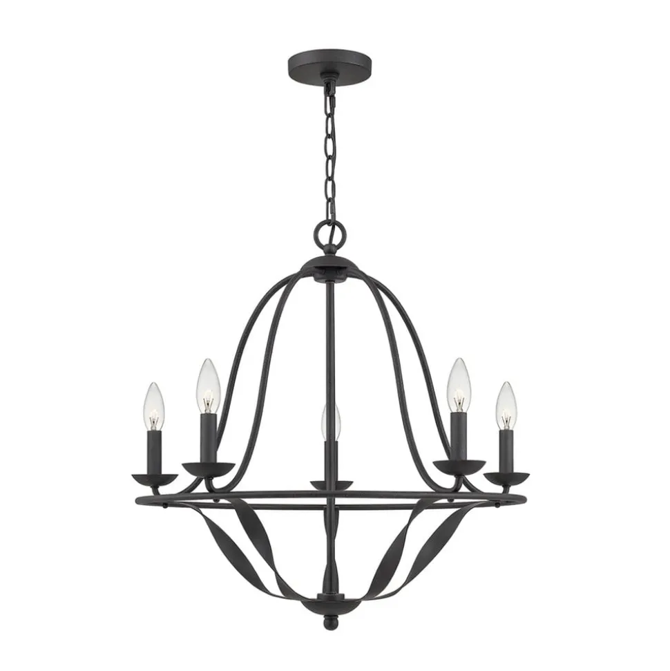 Bradbury kroonluchter, 5-lamps, grijs