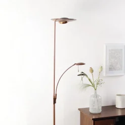 Bronskleurige LED vloerlamp Zenith, dimmer