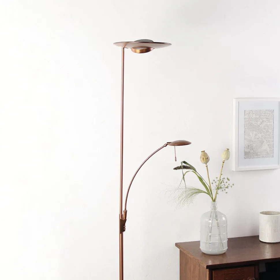 Bronskleurige LED vloerlamp Zenith, dimmer