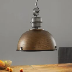 Bruine hanglamp Bikkel XXL in industrieel ontwerp