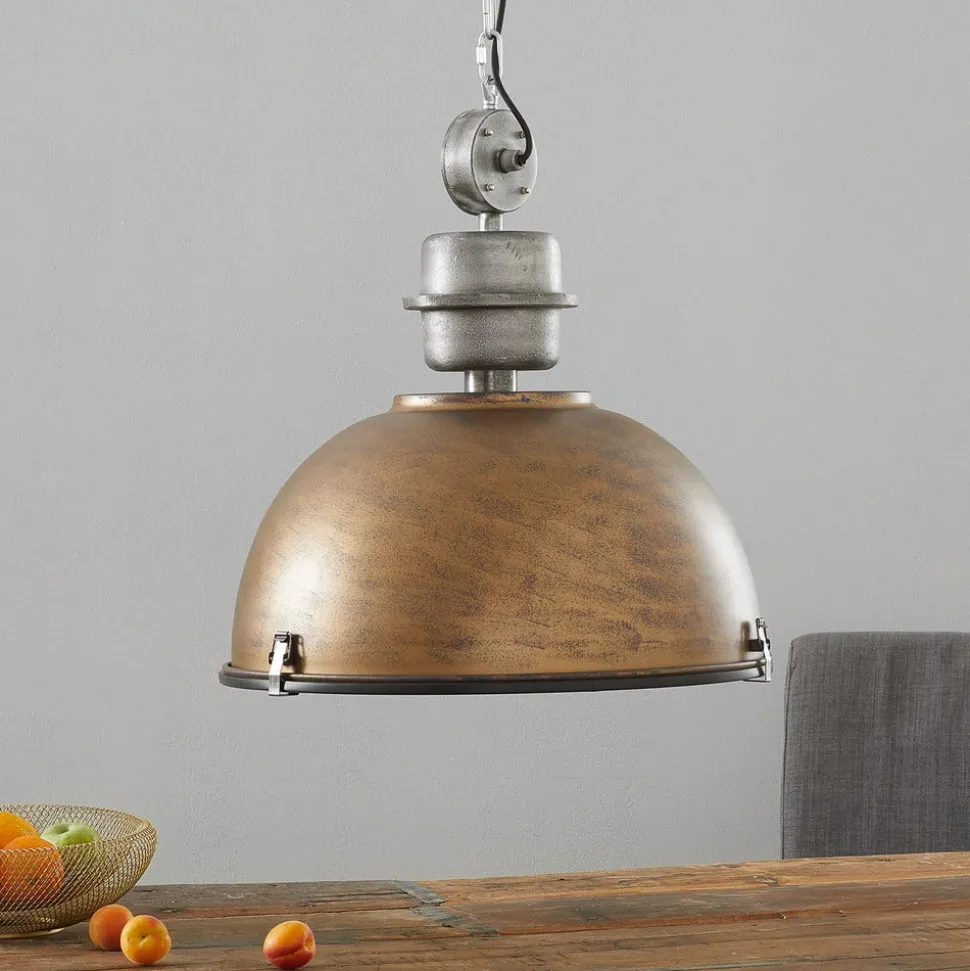 Bruine hanglamp Bikkel XXL in industrieel ontwerp