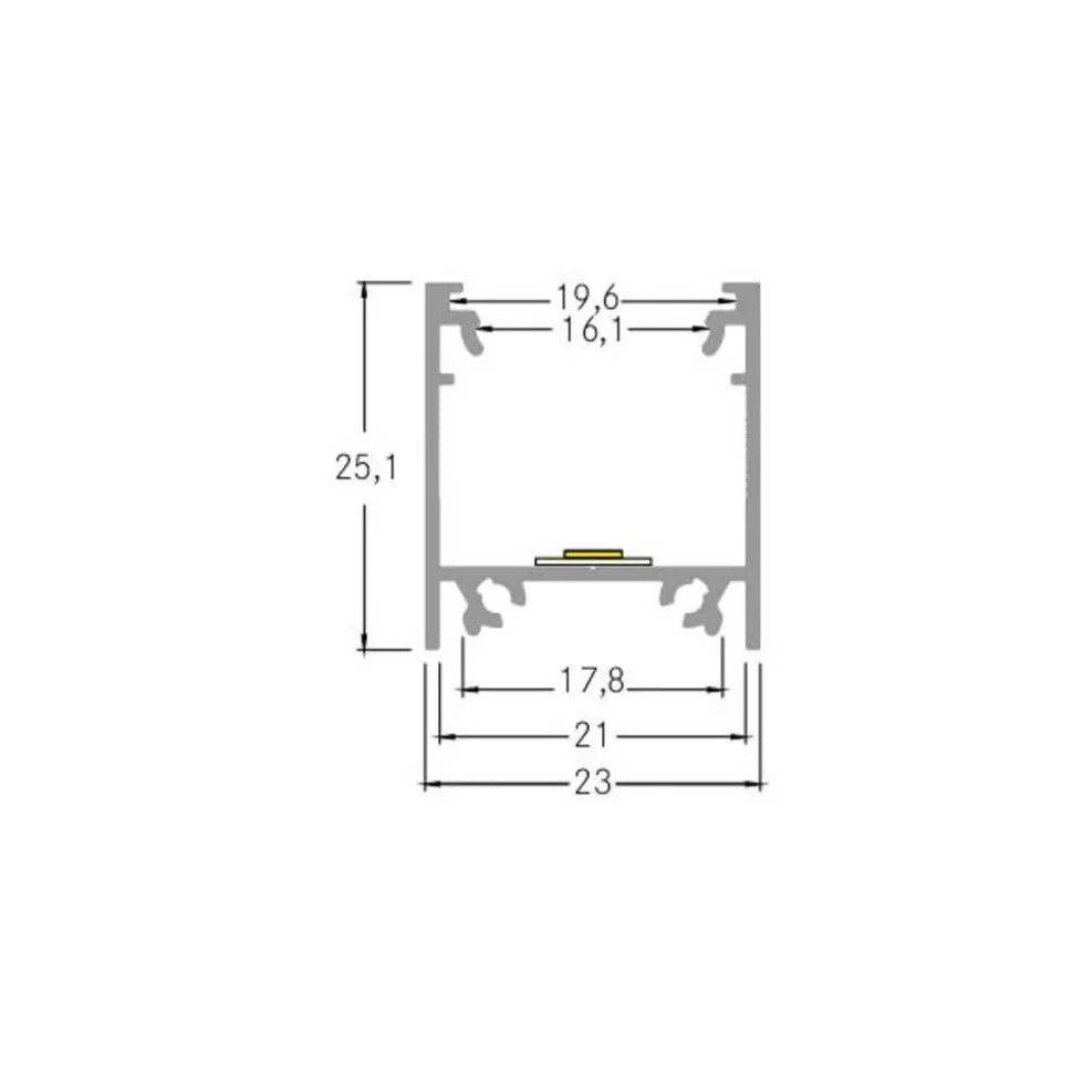 BRUMBERG aanbouwprofiel hoogte 25 mm lengte 1 m wit