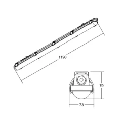 BRUMBERG Humid One vochtbestendige lamp, 18 W, 119 cm
