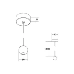 BRUMBERG LED hanglamp Bal, aluminium, zwart/chroom