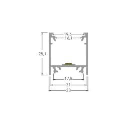 BRUMBERG montageprofiel hoogte 25 mm lengte 1 m zwart
