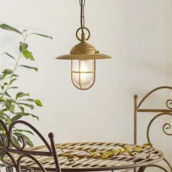 Bruno hanglamp voor buiten, antiek messing