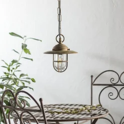 Bruno hanglamp voor buiten, antiek messing