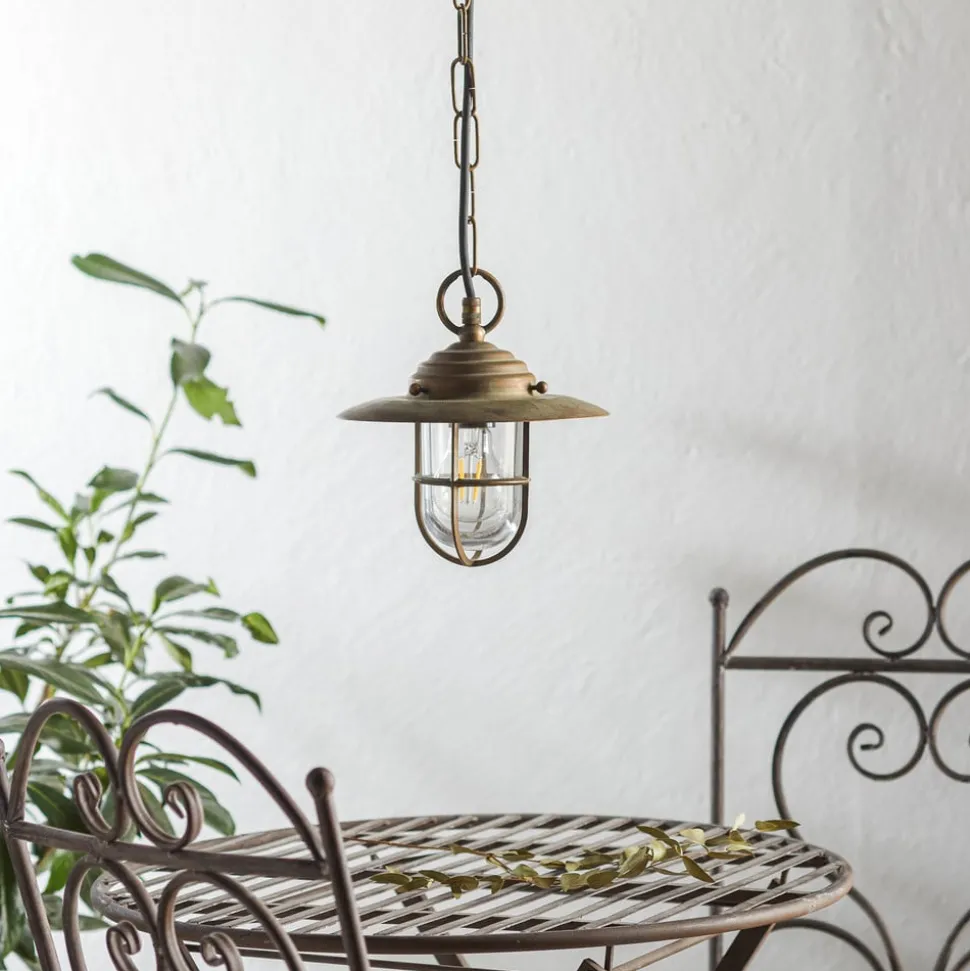 Bruno hanglamp voor buiten, antiek messing