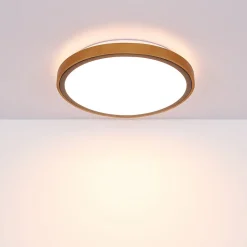 Bruno LED plafondlamp met houten frame CCT Ø 30 cm
