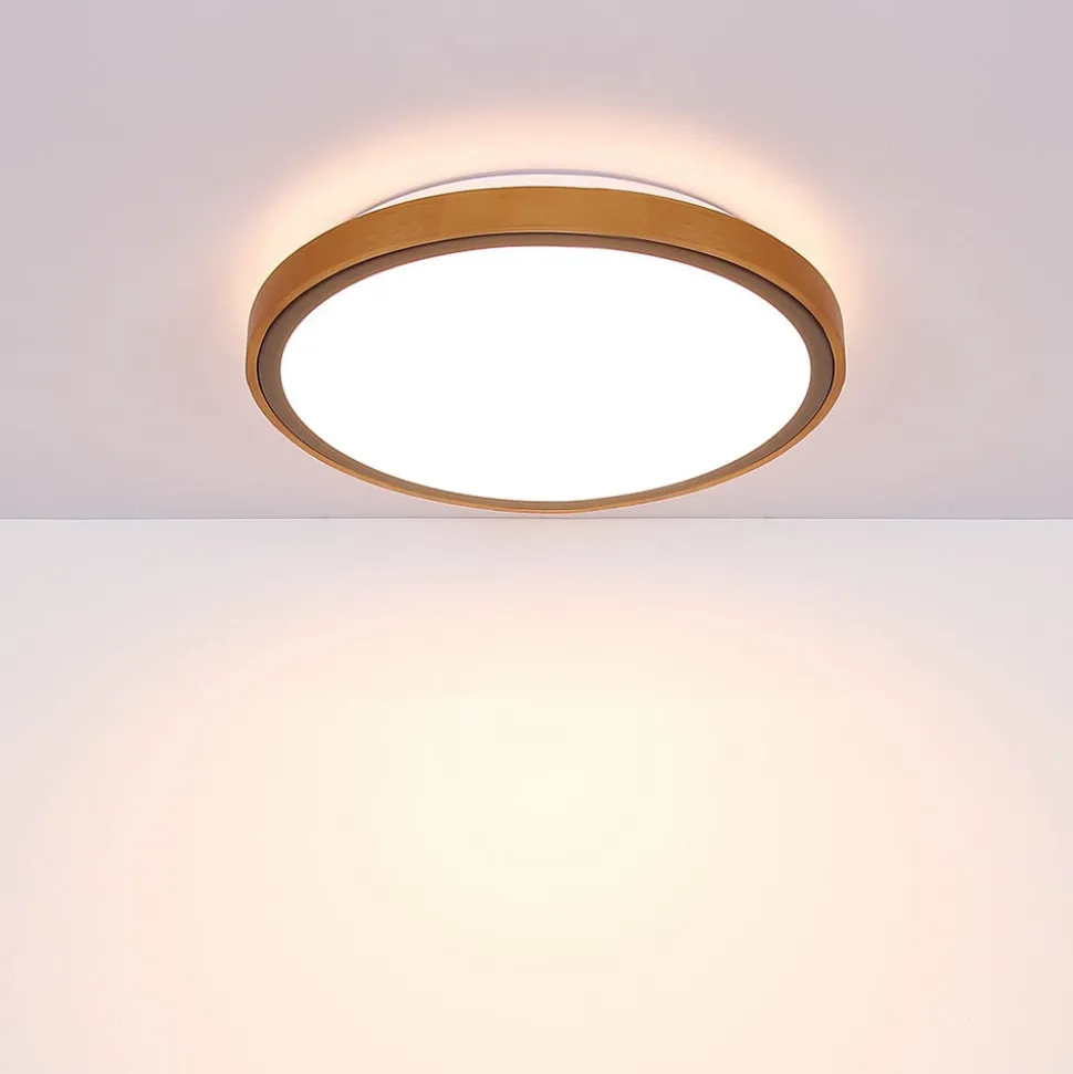 Bruno LED plafondlamp met houten frame CCT Ø 44 cm