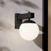 Bufalata buitenwandlamp, zwart/opaal wit