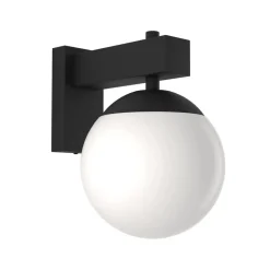 Bufalata buitenwandlamp, zwart/opaal wit