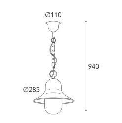Buiten hanglamp Campanula 2094, antiek messing, Ø 29 cm, IP44